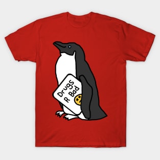 Penguin with Anti Drugs Message T-Shirt